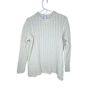 1980s Spiegel Cable Knit Sweater Adult Medium 100% Cotton Cream Classic Pullover